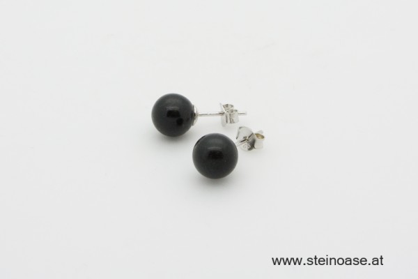 Ohrstecker Onyx  8mm Silber